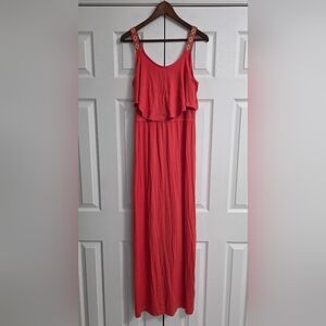 Charming Charlie Pink Tiered Off Shoulder Maxi Sundress Womens Medium